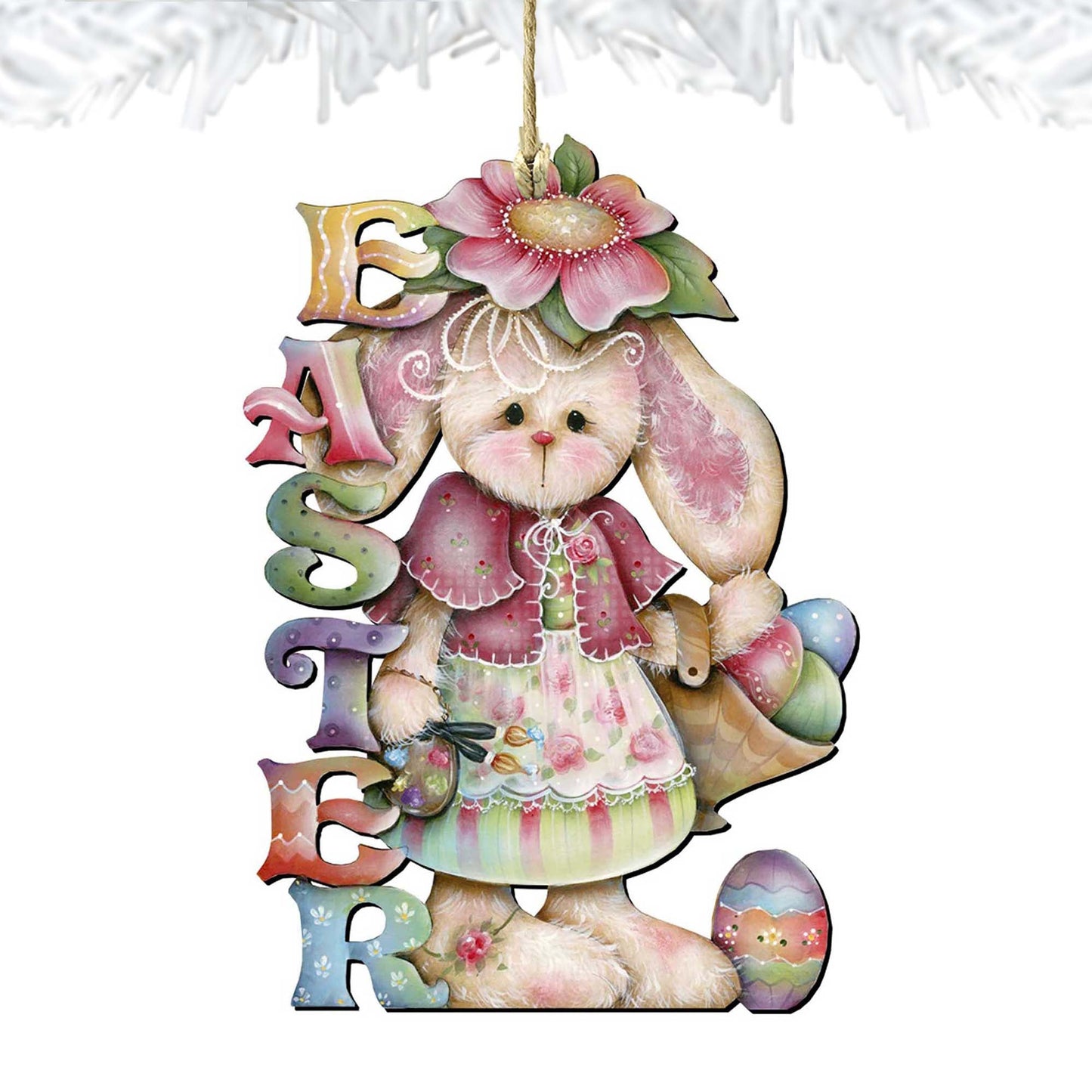 The Easter Bunny Wooden Ornaments by Jamie Mills-Price - Easter Spring Decor - 8457605