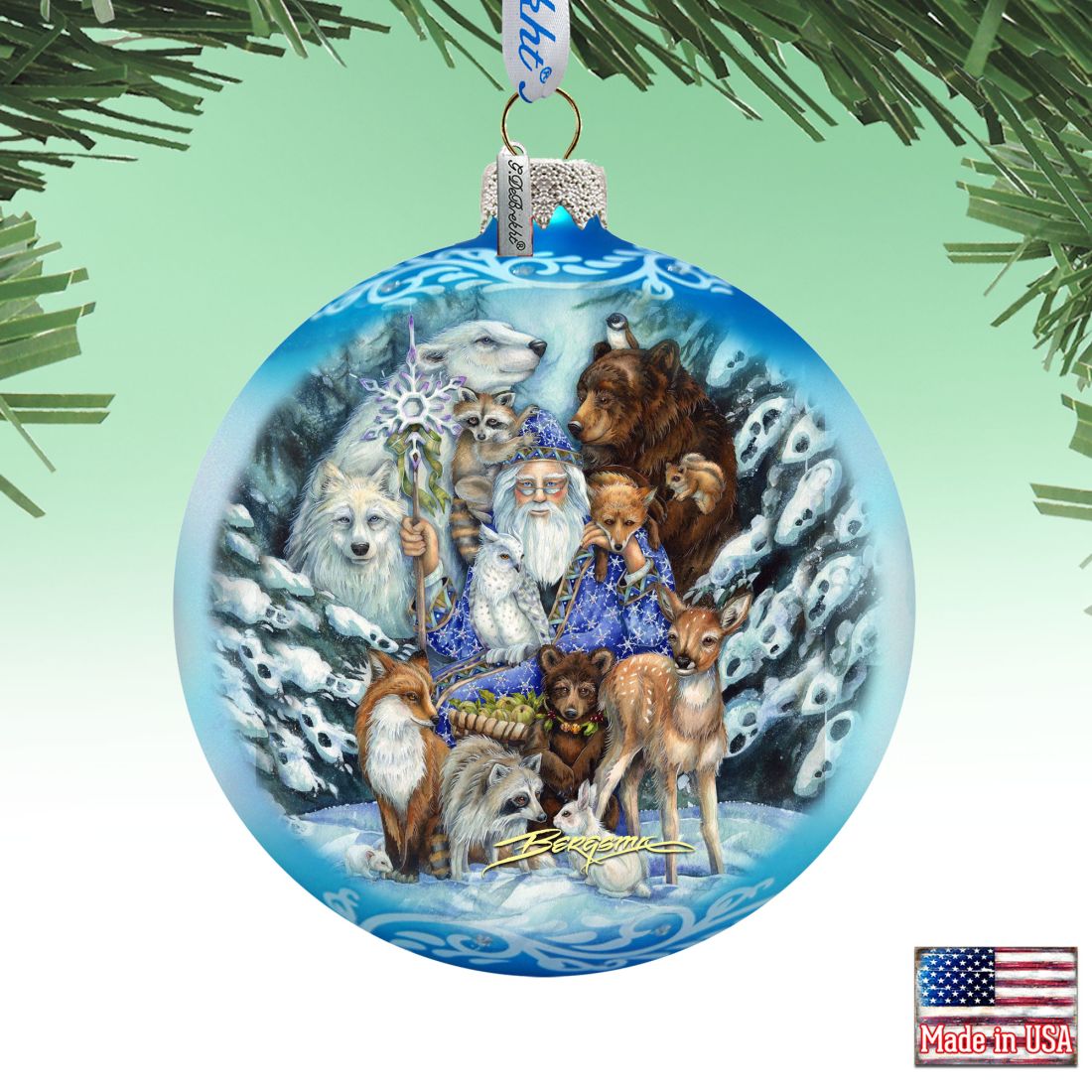 The Animal Whisperer Glass Ornament Limited Edition by J. Bergsma - Wildlife Holiday Decor - 73911-JB