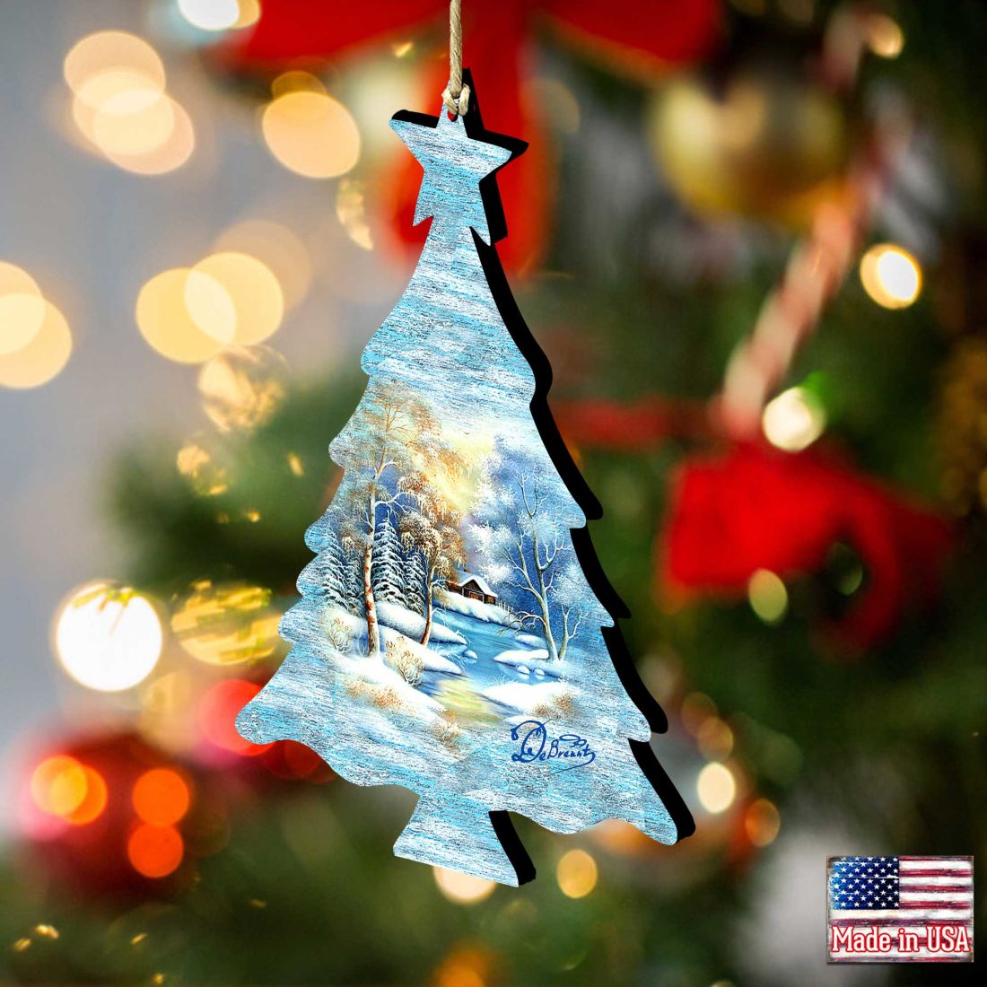 Winter Tree Wooden Ornaments by G. DeBrekht - Christmas Decor - 8198812