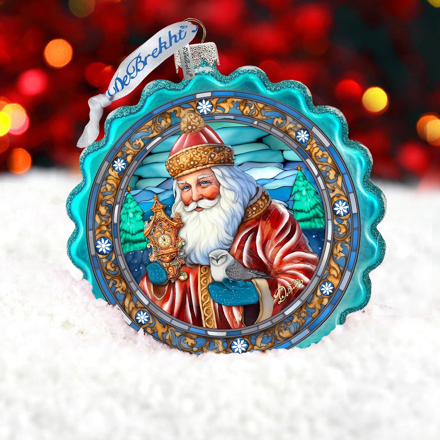 Forest Christmas Wreath Glass Ornament by G. Debrekht - Christmas Holiday Decor - 759-063