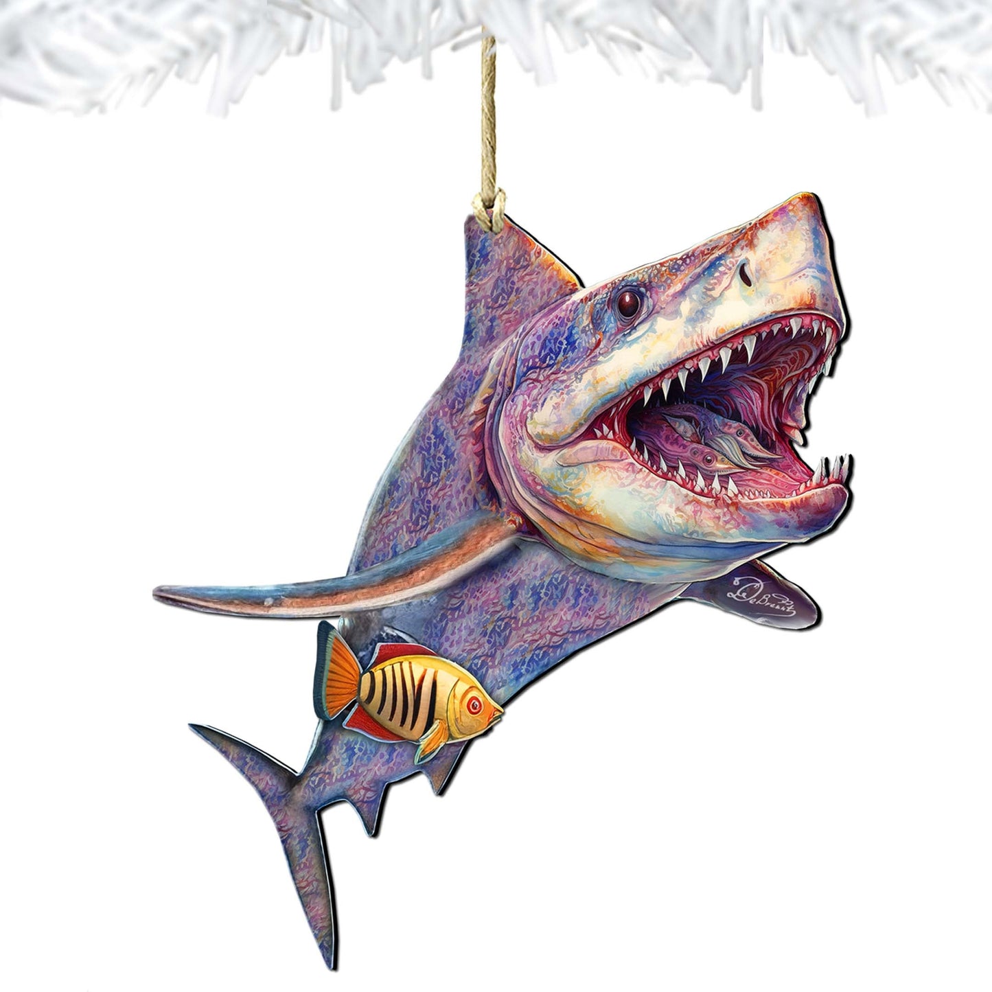 Coastal Christmas Decor - Shark Wooden Ornaments by G.Debrekht Coastal Holiday Decor - 8688201