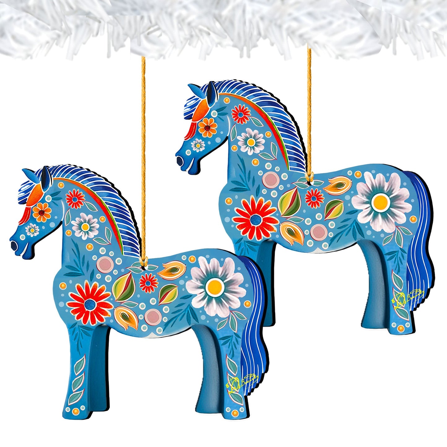 Danish Horse Decorative Wooden Ornaments by G. Debrekht - Love Family Decor - 8688311