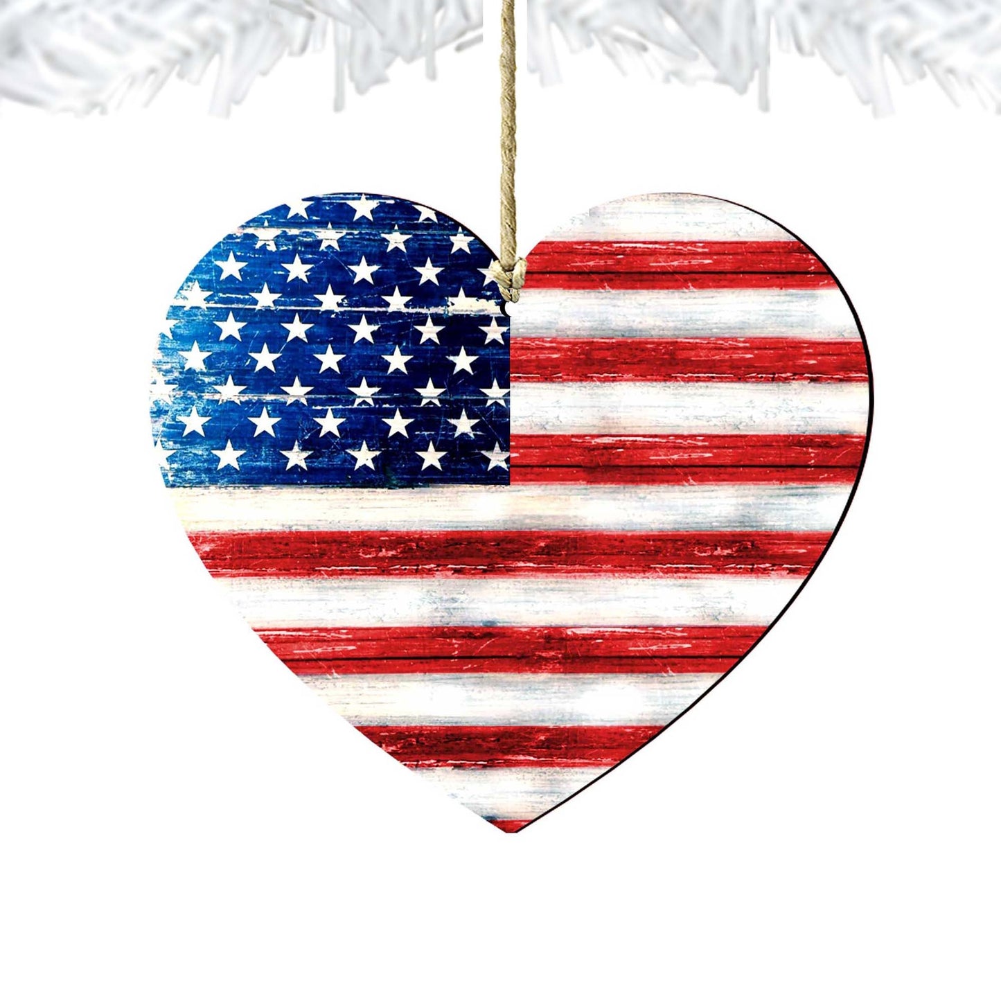 Flag Land that I Love Wooden Ornaments - American Patriotic Decor - 8198915