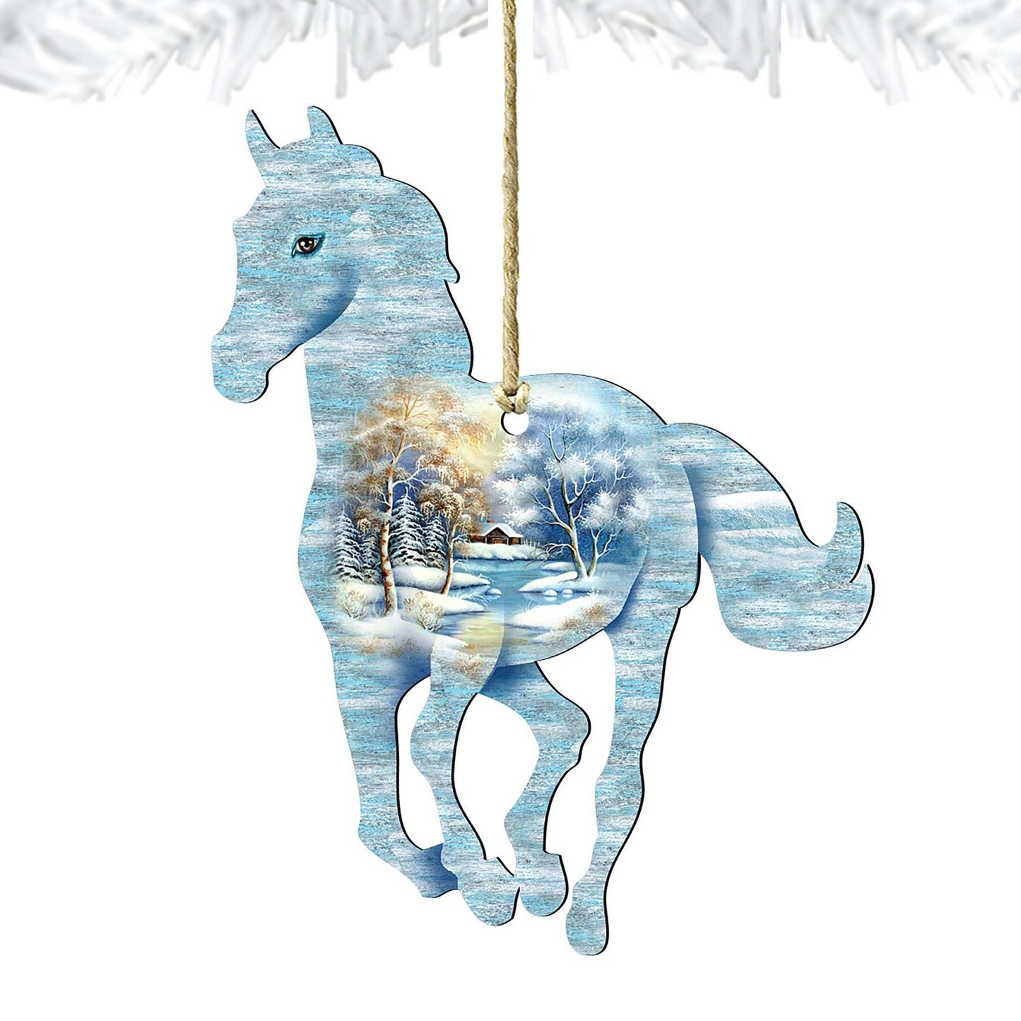 Running Pony Wooden Ornaments - Tree Ornament by G. DeBrekht - Wildlife Holiday Decor - 8198155