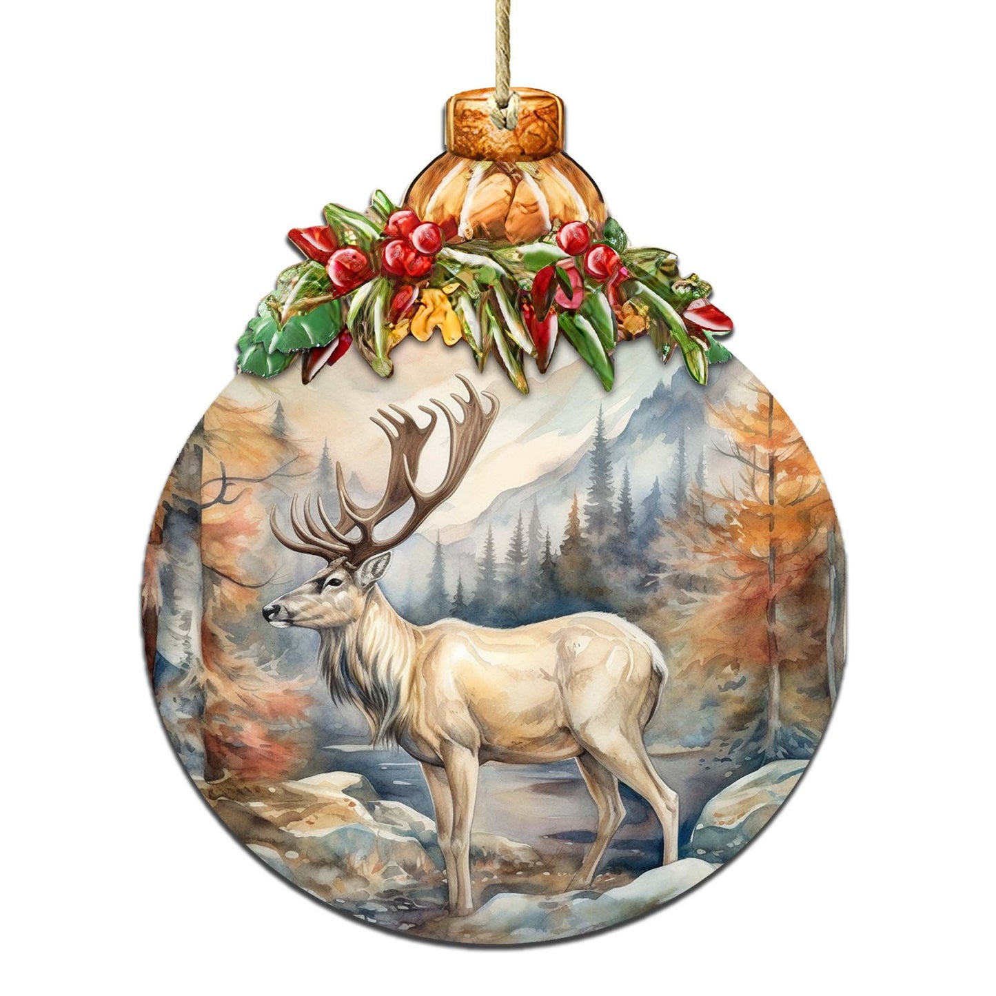 Alaskan Majestic Elk Wooden Ornaments by G.Debrekht - Wildlife Holiday Decor - 870028