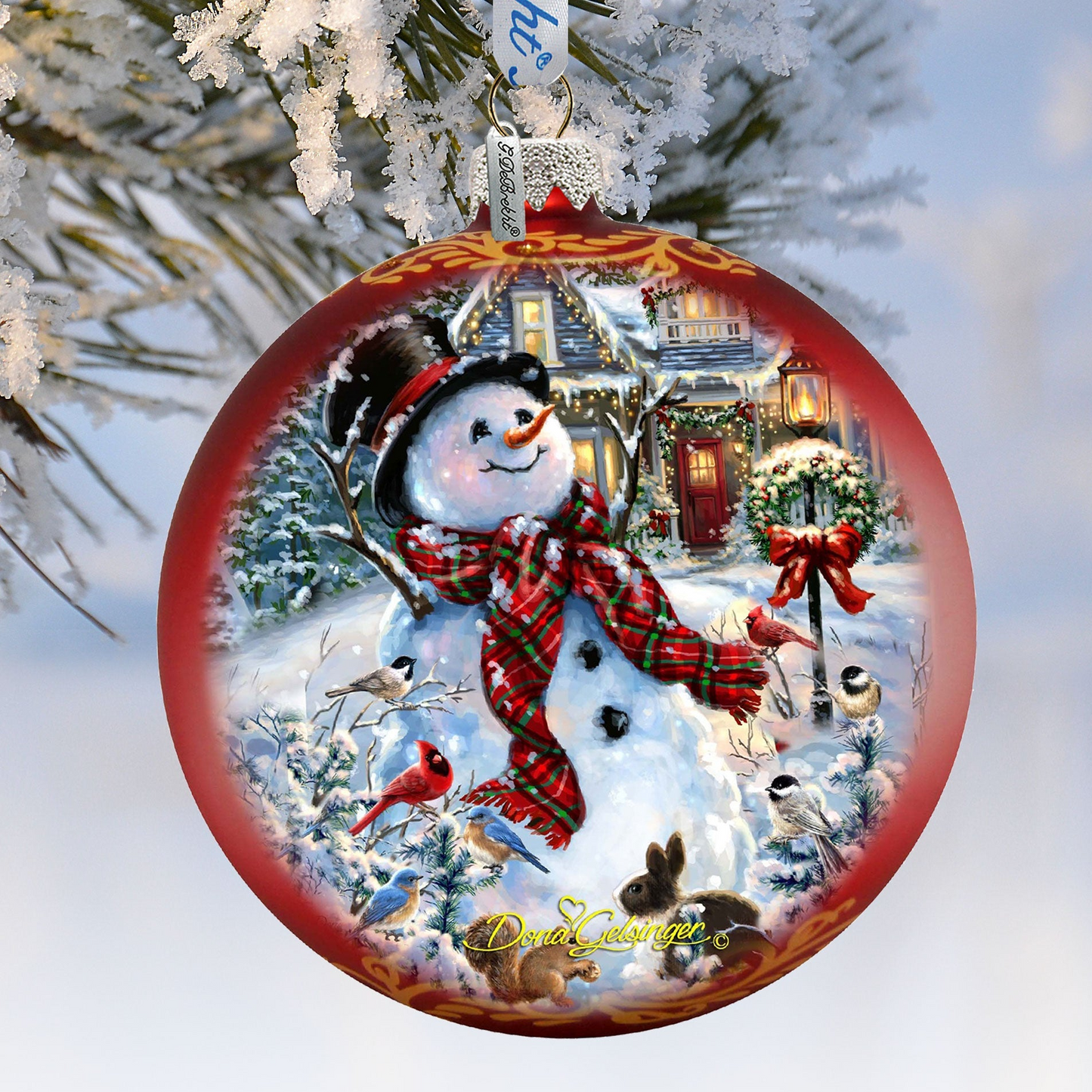 An Old-Fashioned Christmas Glass Ornament Limited Edition by D. Gelsinger - Christmas Santa Snowman Decor - 73893-1563