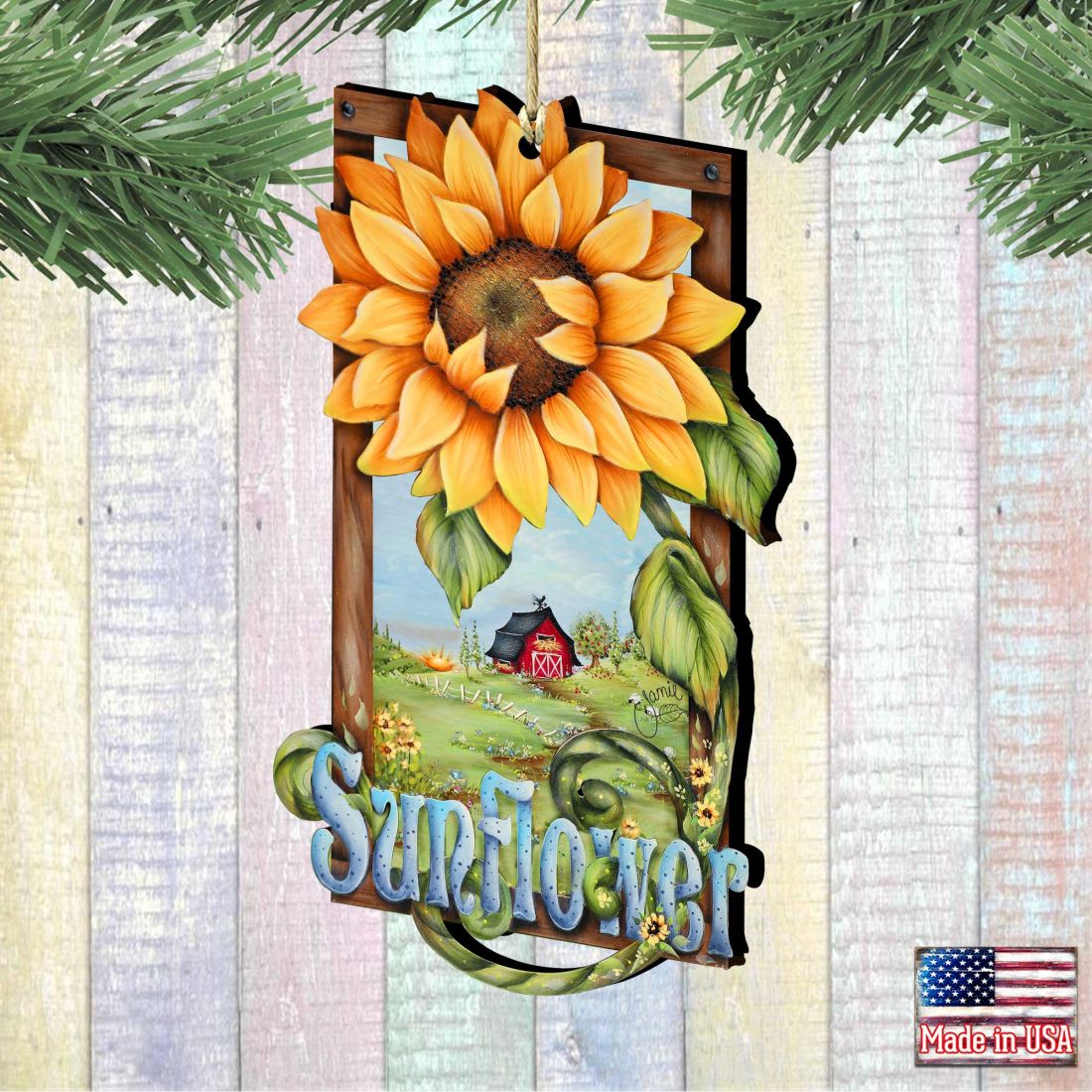 Sunflower Farms Wooden Ornaments by Jamie Mills-Price - Easter Spring Decor - 8457701