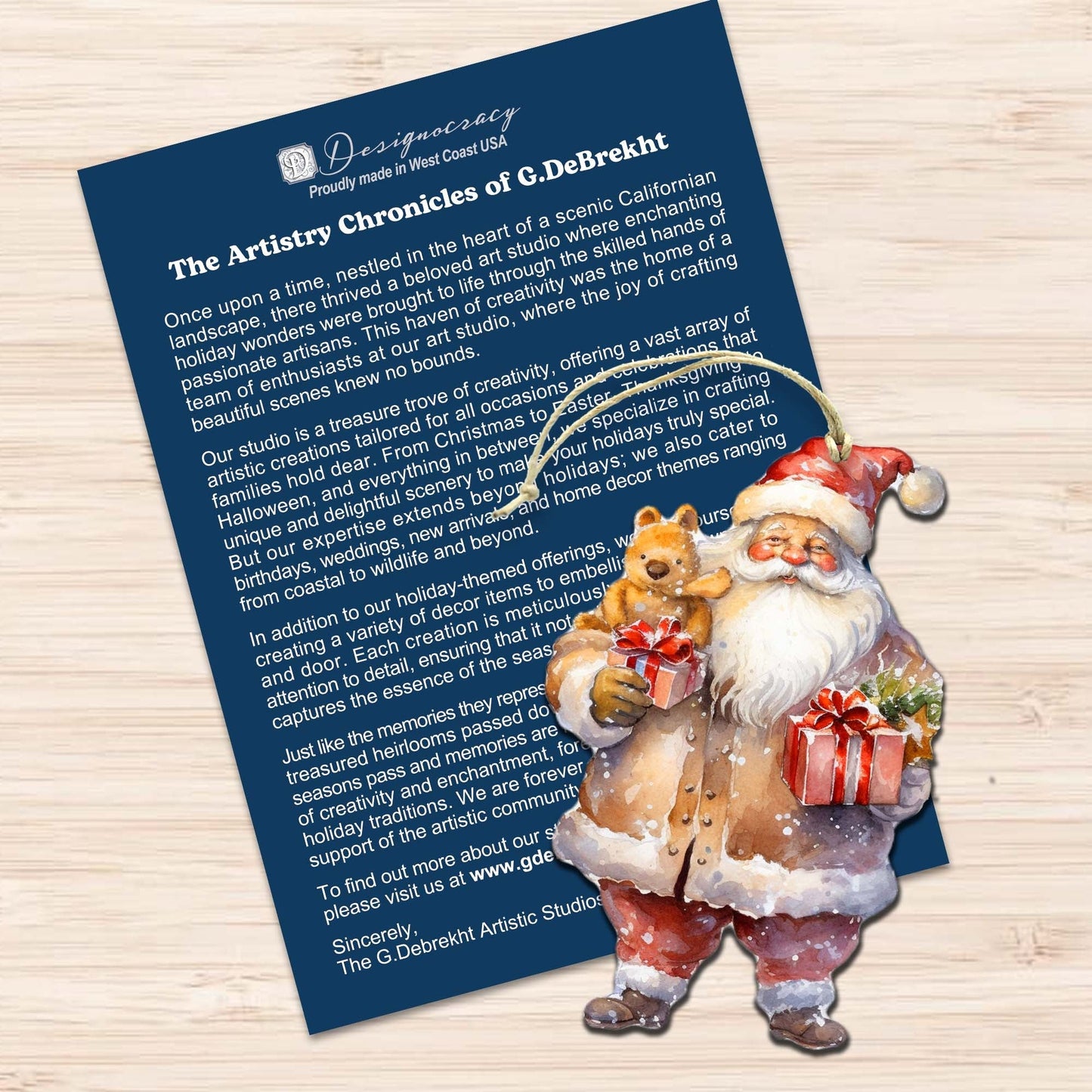 Santa Decorative Wooden Ornaments of 3 by G. Debrekht - Christmas Decor - 8091009-S3