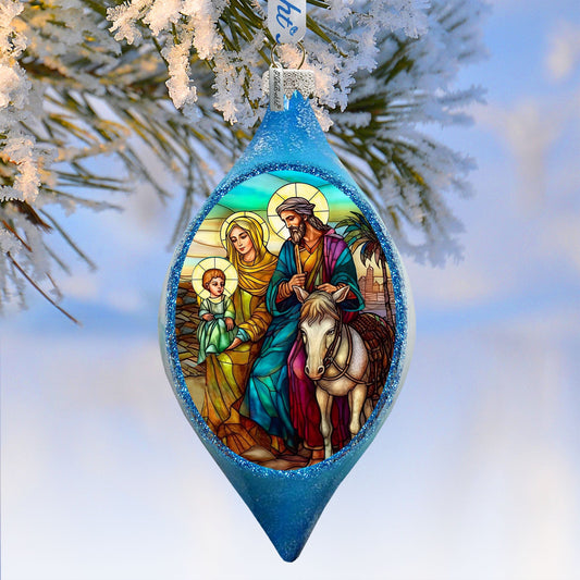 Holy Family Drop Glass Ornament by G. Debrekht - Nativity Holiday Decor - 757-054