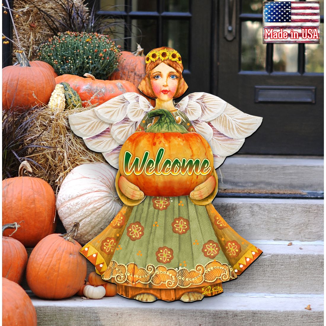 Welcome Fall Angel Halloween Door Decor by G. DeBrekht - Thanksgiving Halloween Decor - 8155232-2H