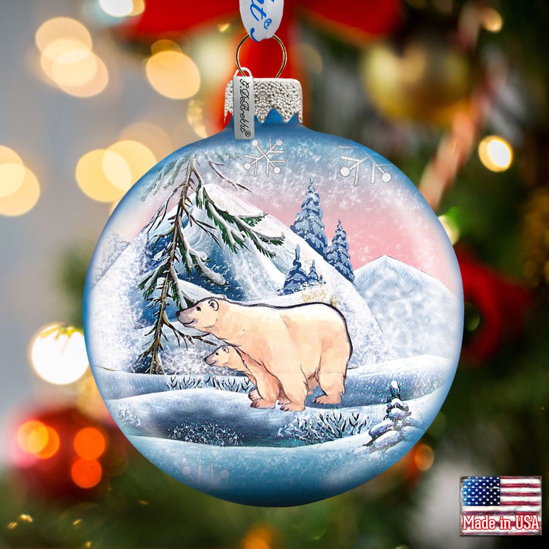 Polar Ice Ball Glass Ornament by G. DeBrekht - Wildlife Holiday Decor - 73411