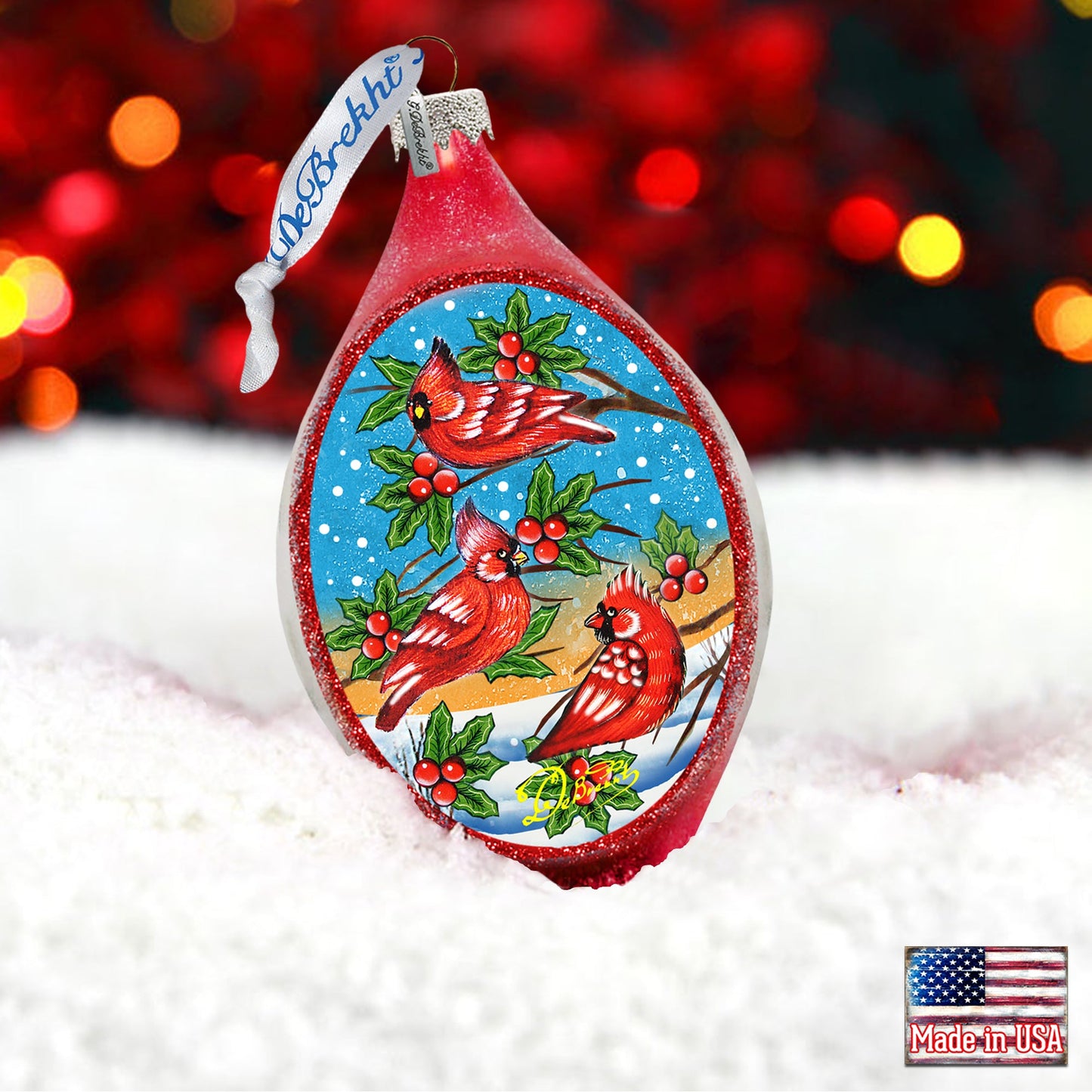 Cardinal Friends Drop Glass Ornament by G. DeBrekht - Christmas Décor - 757-037