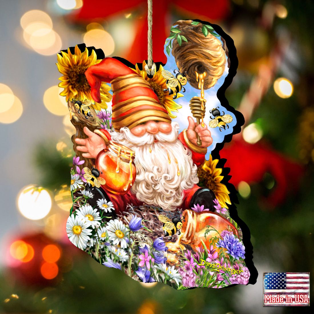 Honeycomb Gnome Dwarf Wooden Ornaments by Gelsinger - Easter Spring Decor - 8461061-DG