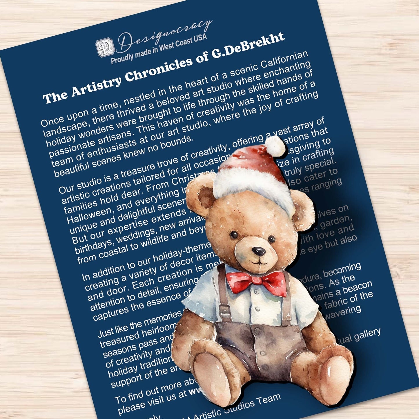 Christmas Teddy Bear Decorative Wooden Clip-on Ornaments Set of 3 by G. Debrekht - Christmas Decor - 8091011C-S3