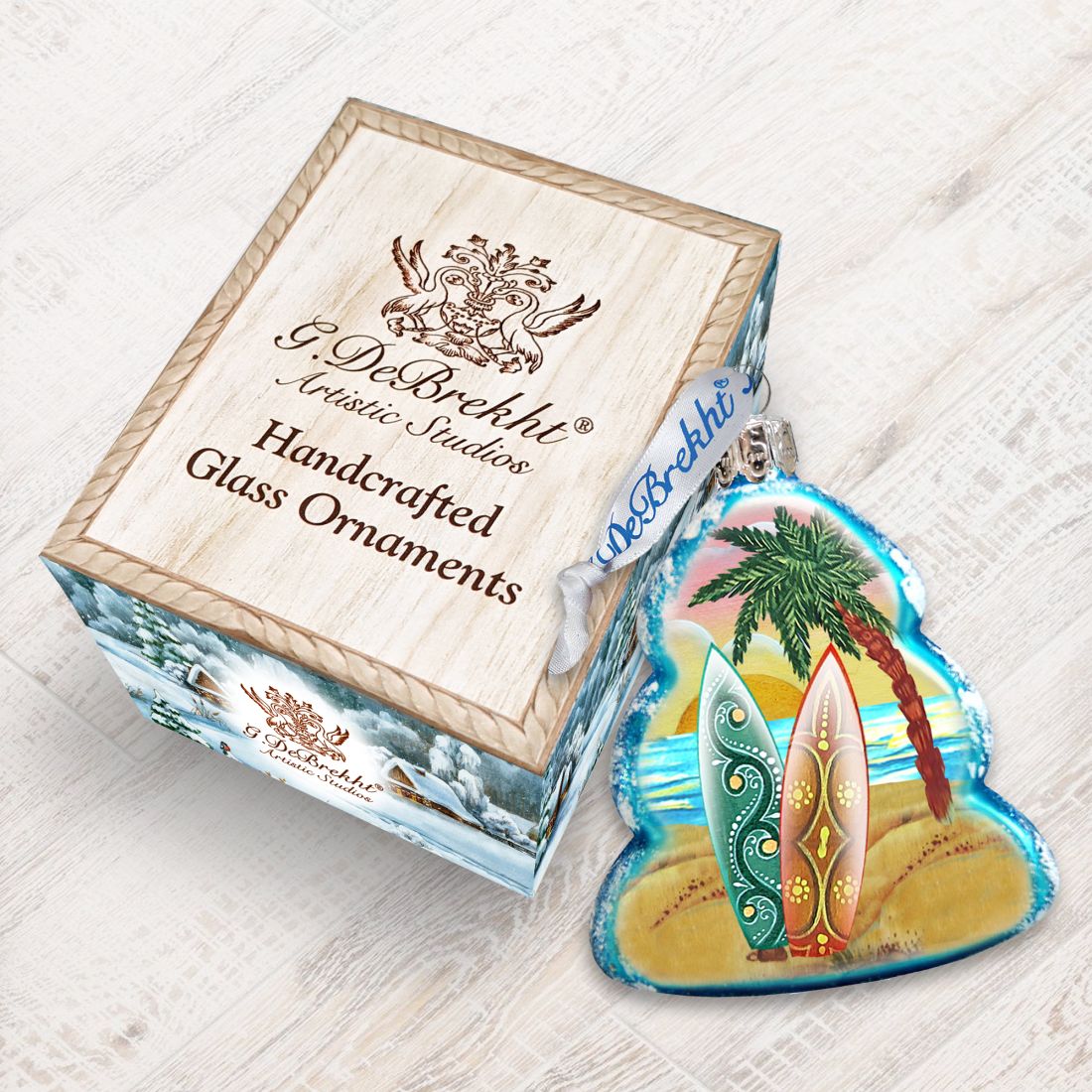 Tree Block Mercury Glass Ornament by G. DeBrekht - Coastal Holiday Decor - 776274