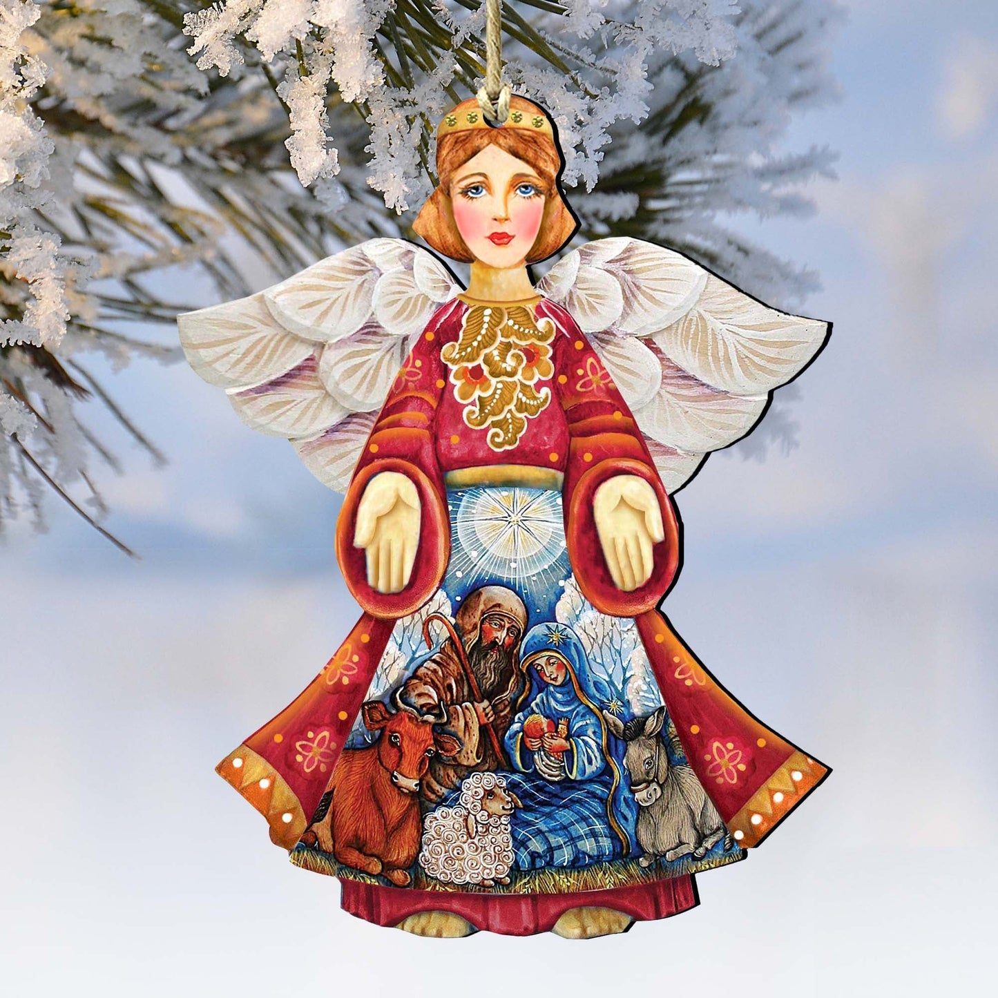 Nativity Christmas Angel Wooden Ornaments by G. DeBrekht - Nativity Holiday Decor - 8152722
