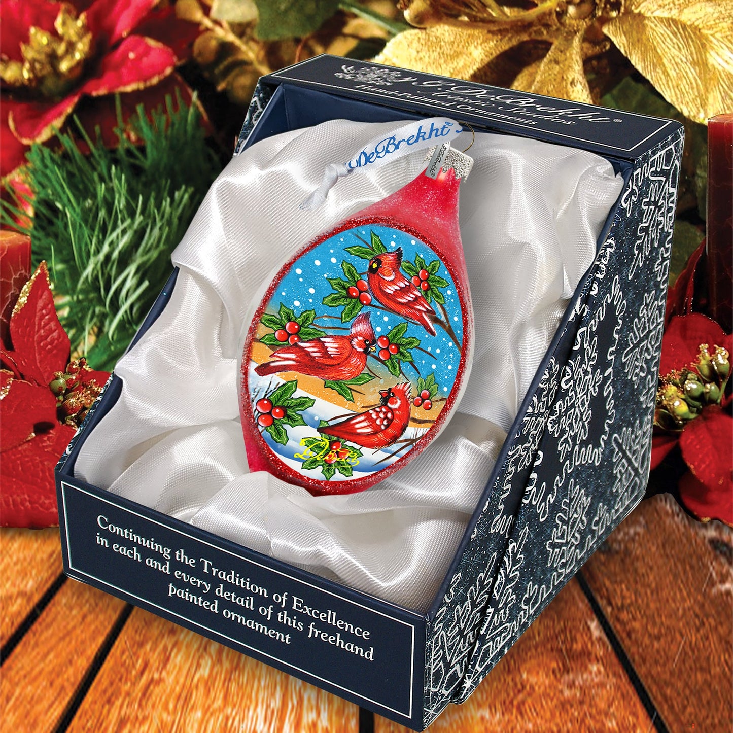 Cardinal Friends Drop Glass Ornament by G. DeBrekht - Christmas Décor - 757-037