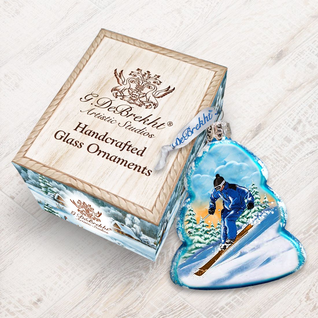 Skier Mercury Glass Ornament by G. DeBrekht - Wildlife Holiday Decor - 771037