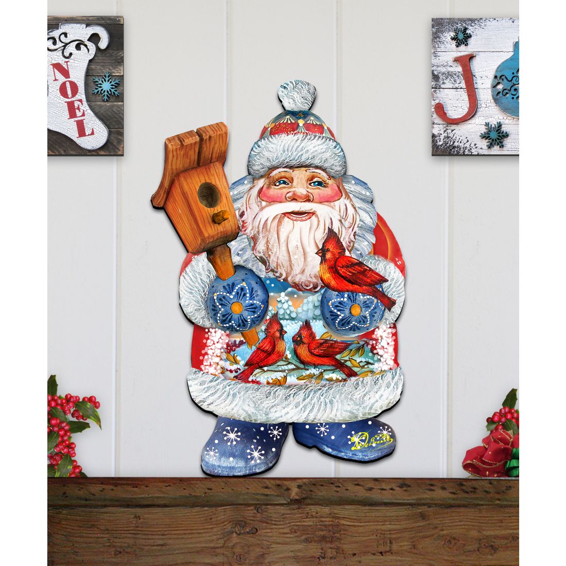 Holiday Bird Christmas Door Decor by G. DeBrekht - Christmas Santa Snowman Decor - 8118023H