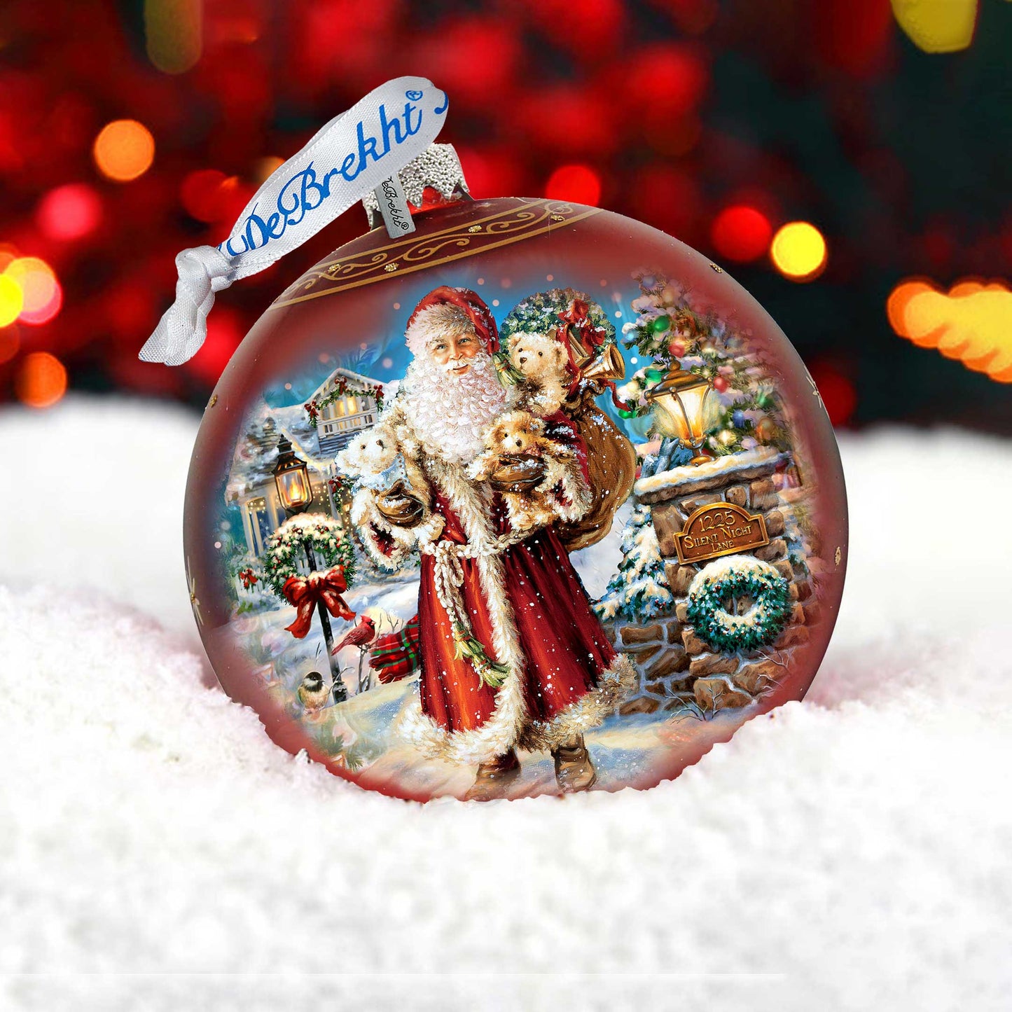 Silent Night Santa Glass Ornament Limited Edition by D. Gelsinger - Christmas Santa Snowman Decor - 73891-1315