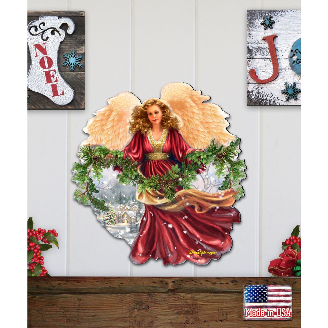 Snowfall Angel Holiday Door Decor by D. Gelsinger - Christmas Decor - 8461068H-DG