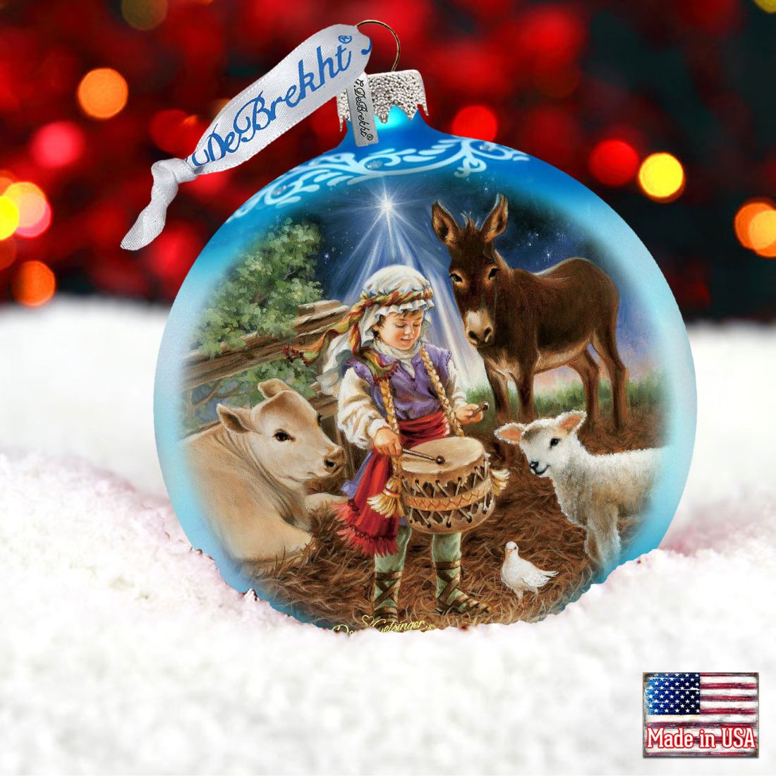 Little Drummer Boy Glass Ornament by D. Gelsinger - Nativity Holiday Decor - 71151-9720