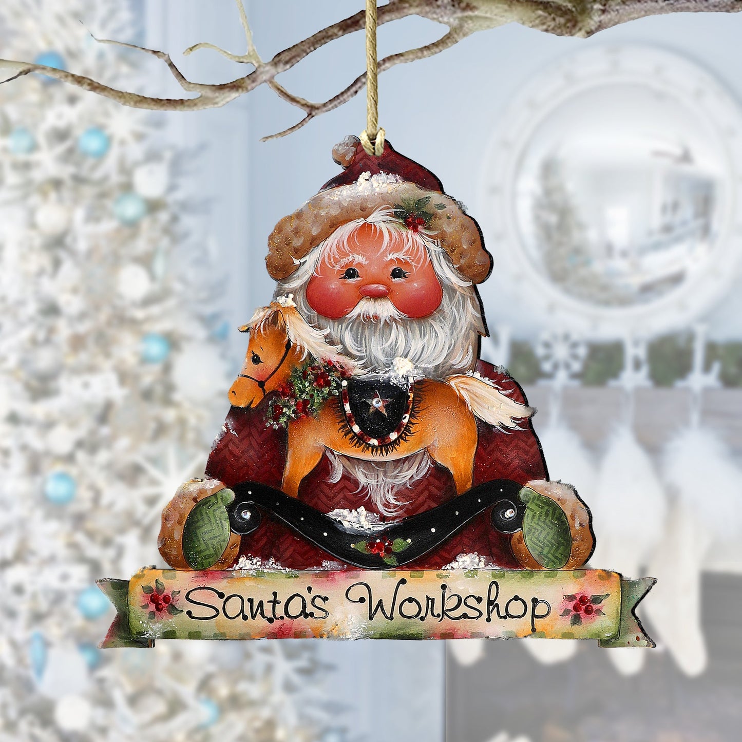 Santa's Workshop Wooden Ornaments by Jamie Mills-Price Christmas Santa Snowman Decor - 8611068-2-MP