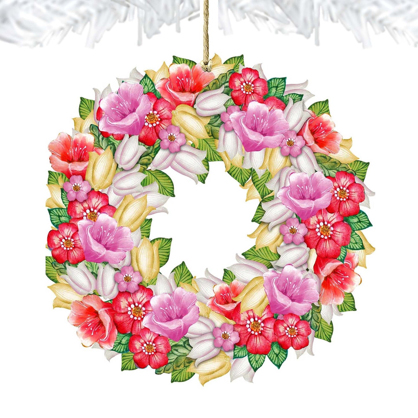 Flowers Summer Wreath Wooden Ornaments by G. DeBrekht - Easter Spring Decor - 8185303-2