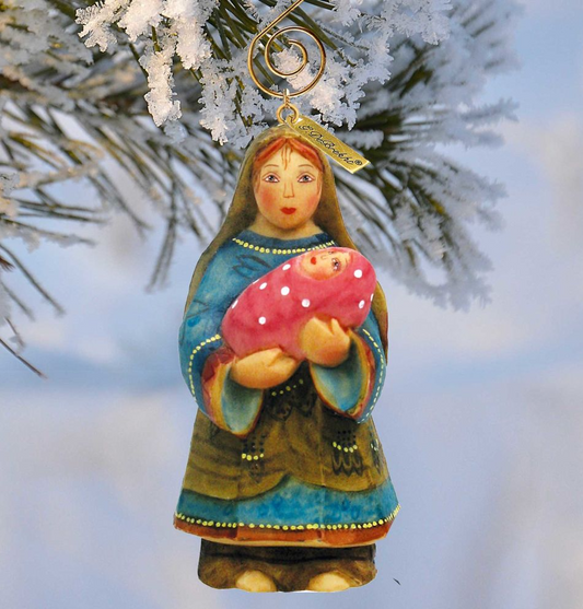 Mary Sculpted Hand-Painted Christmas Figurine by G. DeBrekht - Christmas Santa Snowman Decor - 652621