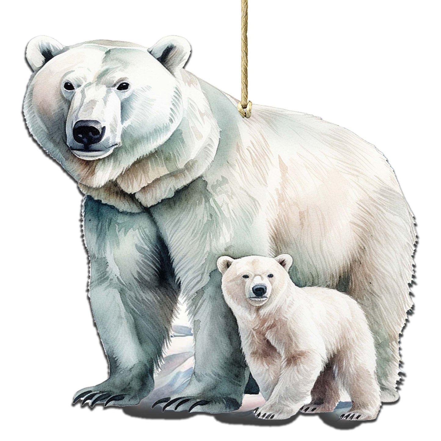 Polar Bear with Cub Wooden Ornaments by G.Debrekht - Wildlife Holiday Decor - 8710105-3