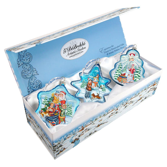 Winter Play Glass Ornament Set of 3 by G. DeBrekht - Christmas Decor - 75104-B3