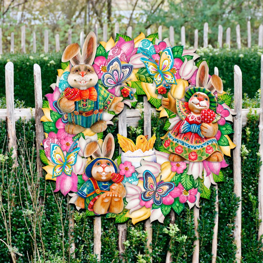 Easter Family Holiday Door Wreath by G. DeBrekht - Easter Spring Decor - 8185301-3H