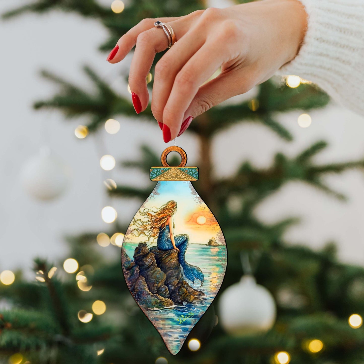 Mermaid Coastal Wooden Ornaments by G. DeBrekht Coastal Holiday Decor - 8688169