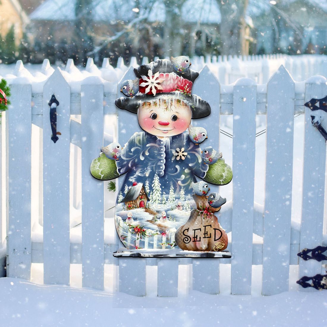 Freezing Friends (Frosting Sparkle) Door Decor by Jamie Mills-Price - Christmas Santa Snowman Decor - 8457511H