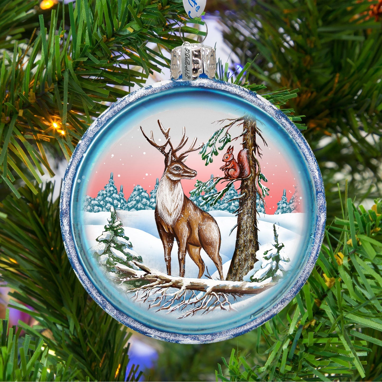 Reindeer Ball Glass Ornament by G. DeBrekht - Wildlife Holiday Decor - 73410