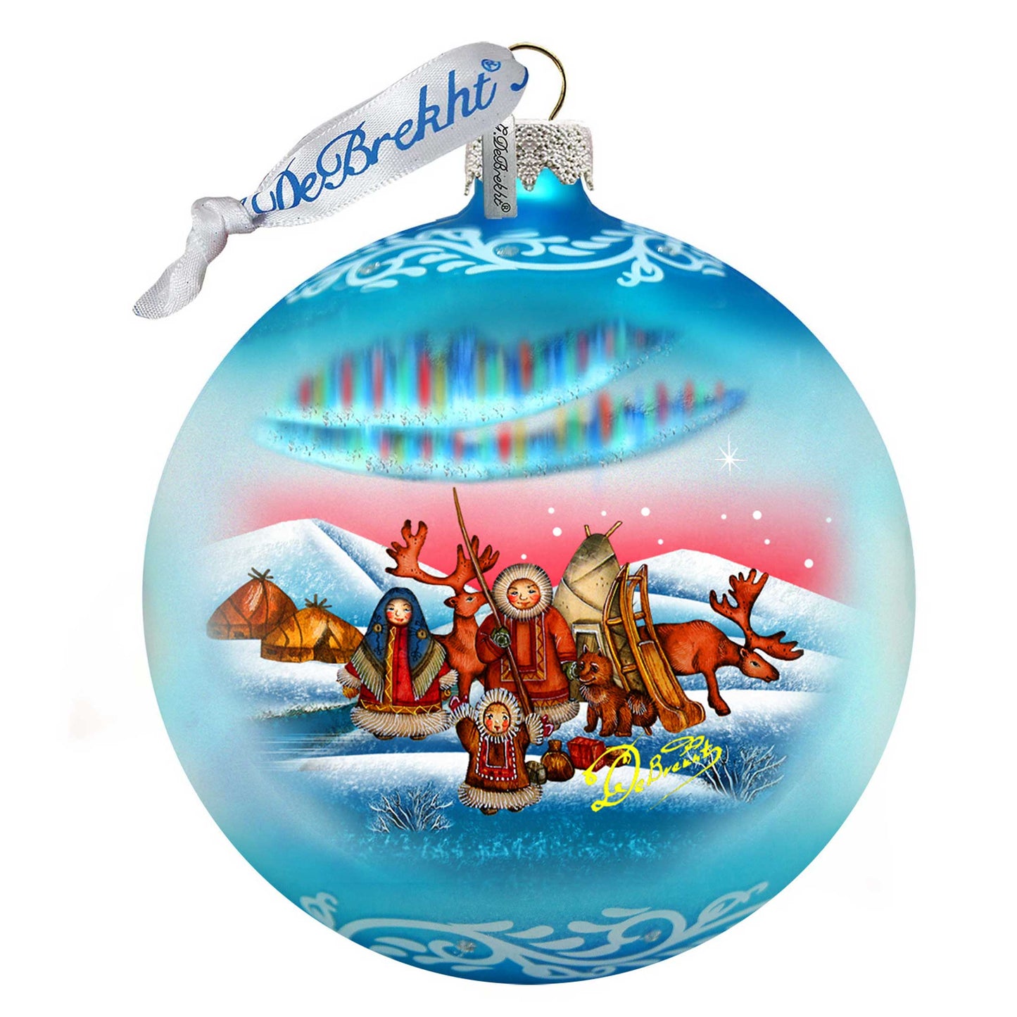 Northern Light Ball Glass Ornament by G. DeBrekht - Christmas Santa Snowman Décor - 73418
