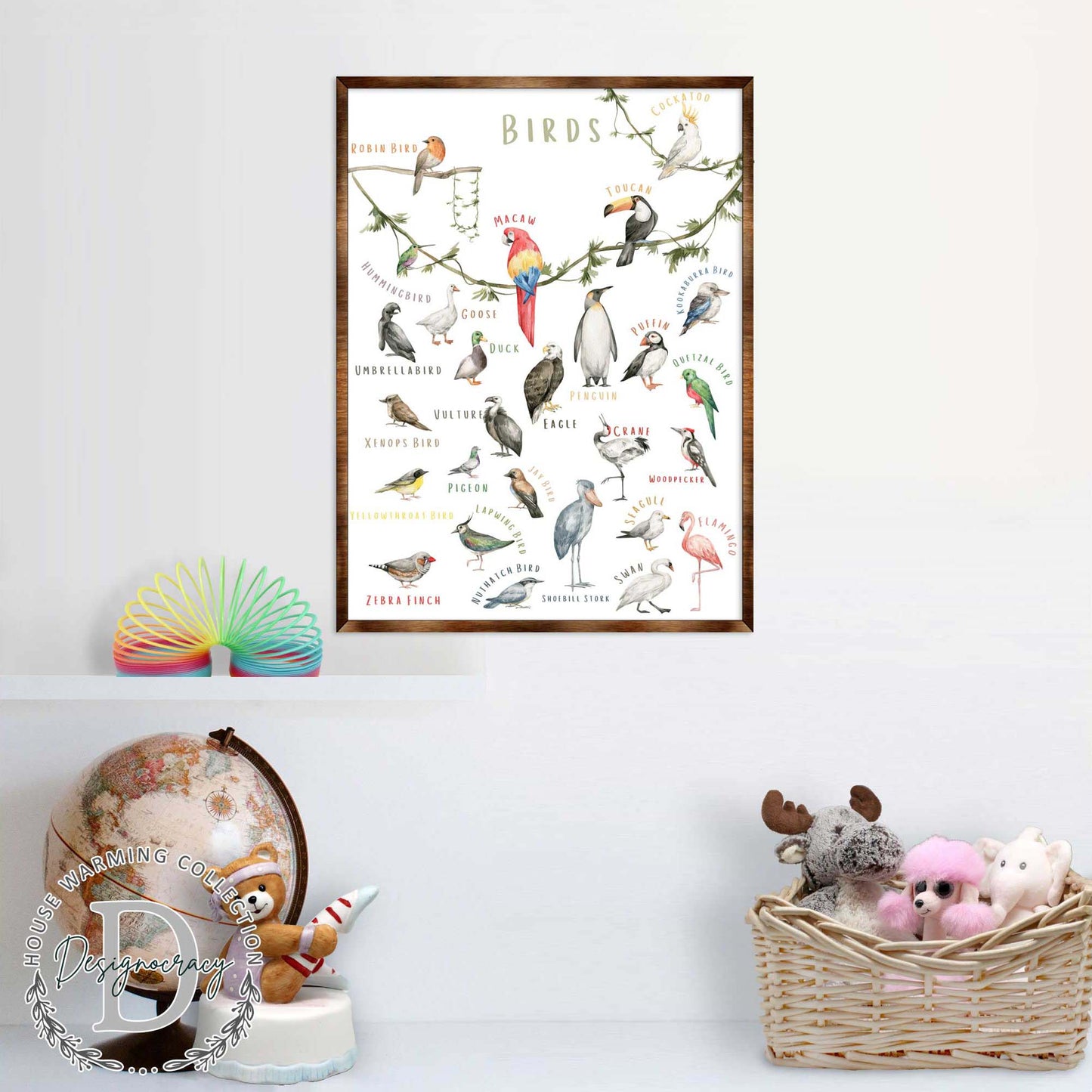 Nature Birds Wooden Wall Decor - Kids room decor - First day of school gift - ABC 123 Kids - Homeschool I Educational Poster - Art for kids - Alphabet - Classroom Decor - 310214