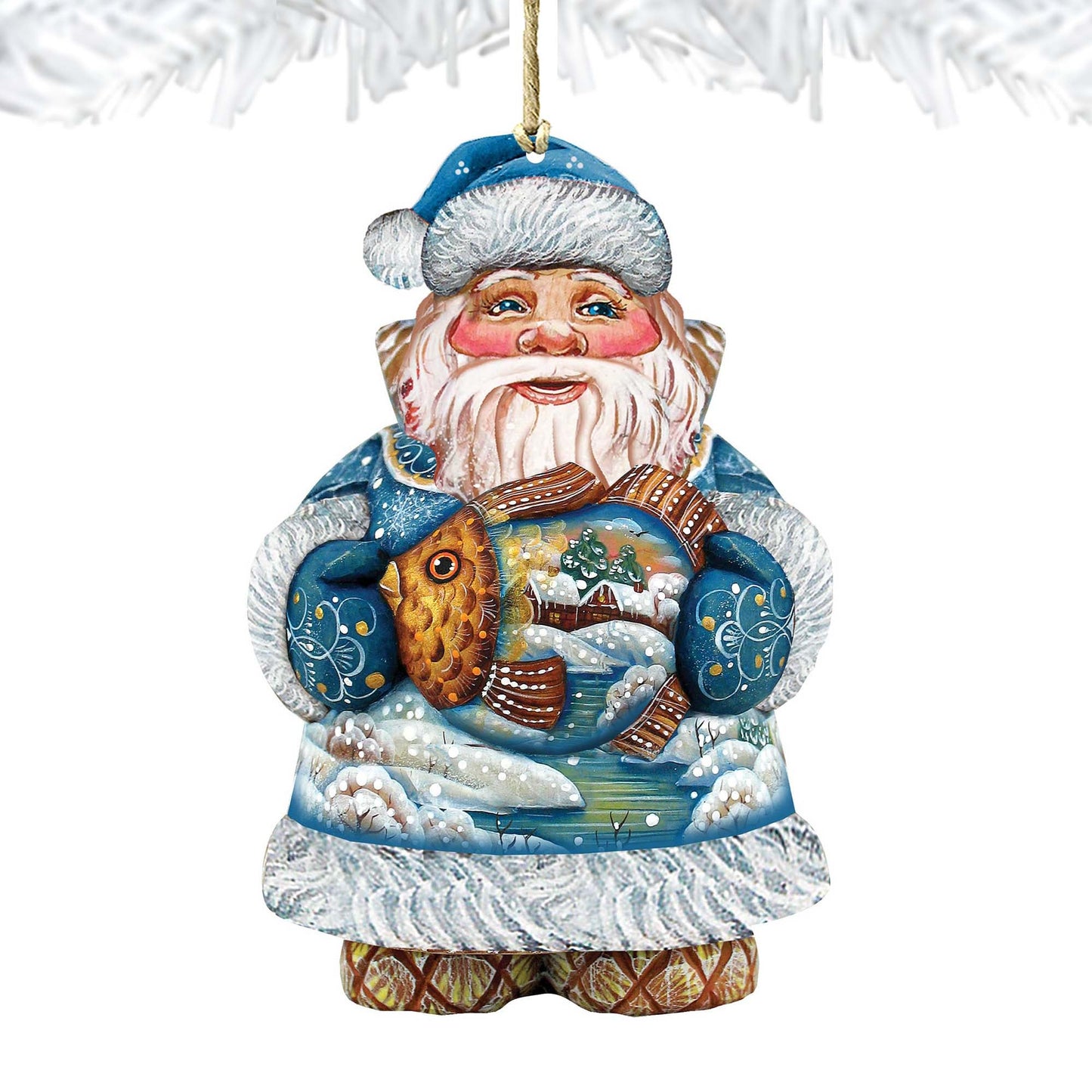 Goldfish Santa Christmas Wooden Ornaments by G. DeBrekht - Christmas Santa Snowman Decor - 8118201