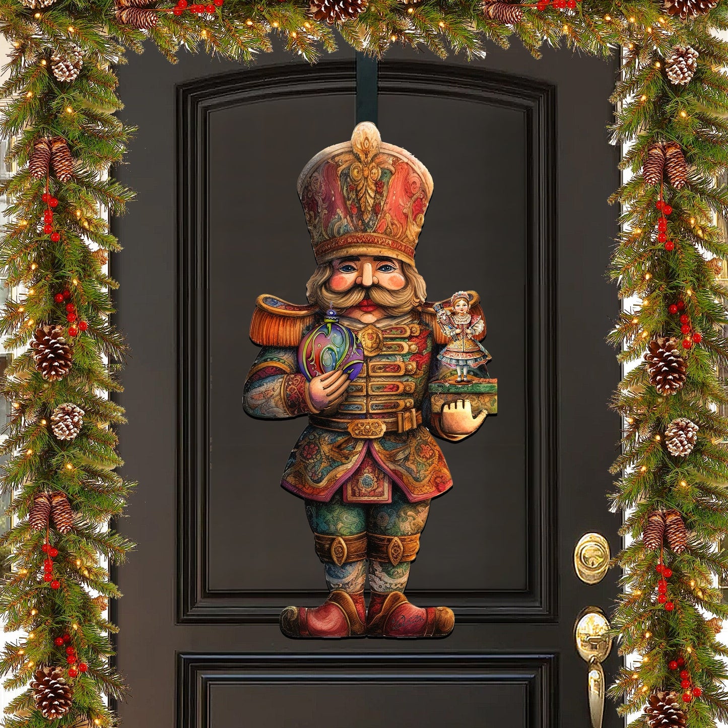 Charming Clara and Nutcracker Prince Holiday Door Decor by G. Debrekht - Christmas Decor - 8611059H