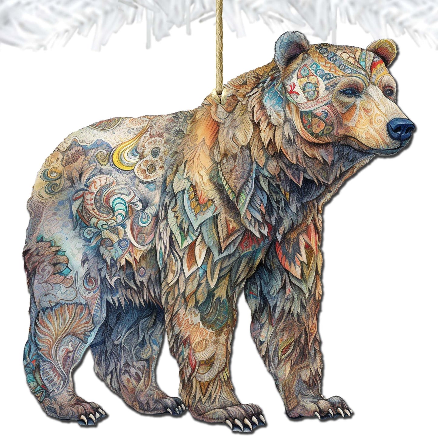 Alaskan Majestic Bear Wooden Ornaments by G.Debrekht - Wildlife Holiday Decor - 8710106-1