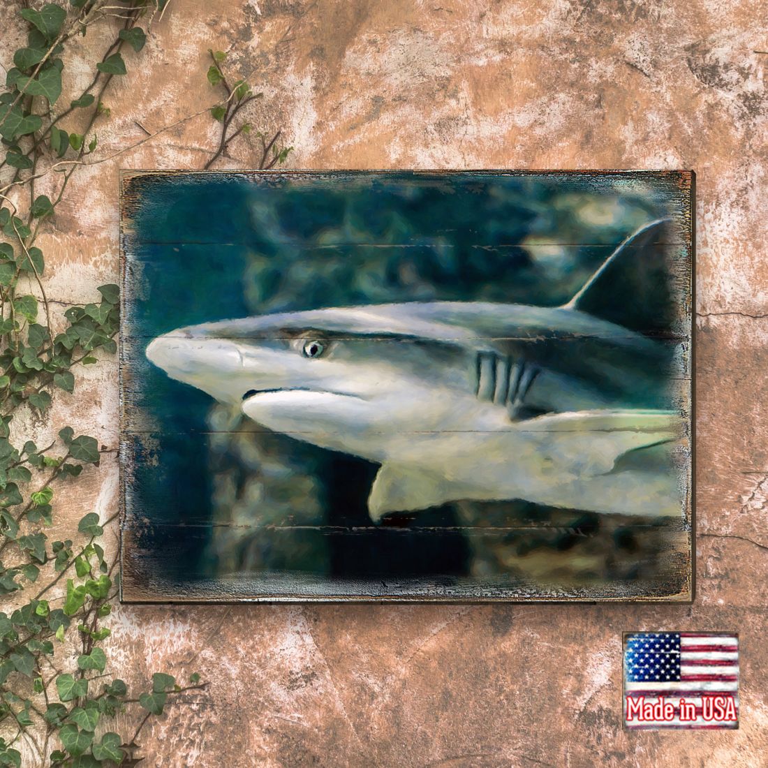 Zindanlari Shark Wooden Coastal Wall Art by Nature Wonders - Coastal Sea-Life Decor - 95324B