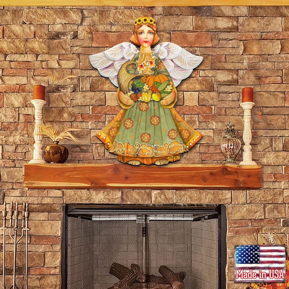 Fall Angel Thanksgiving Halloween Door Decor by G. DeBrekht - Thanksgiving Halloween Decor - 8155232H