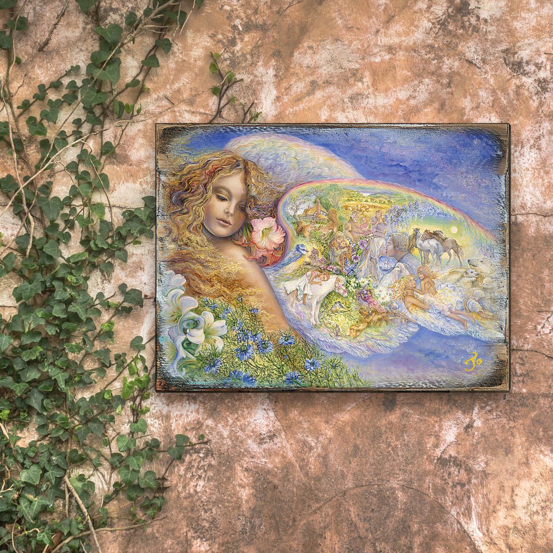 Wings of Love Fantasy Wooden Wall Art by Josephine Wall - Fantasy Decor - 852153-JW