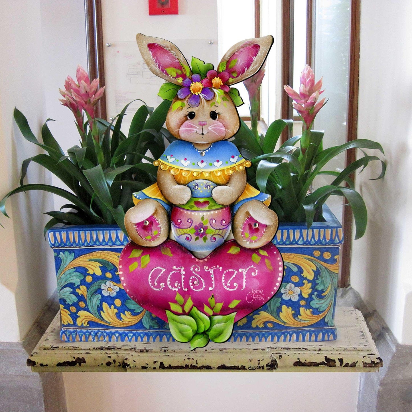 Handcrafted Easter Bunny Wooden Door Hanger – Easter Gift - Spring Wall Decor - Easter Front Door Sign by J. Mills-Price - 8652826H