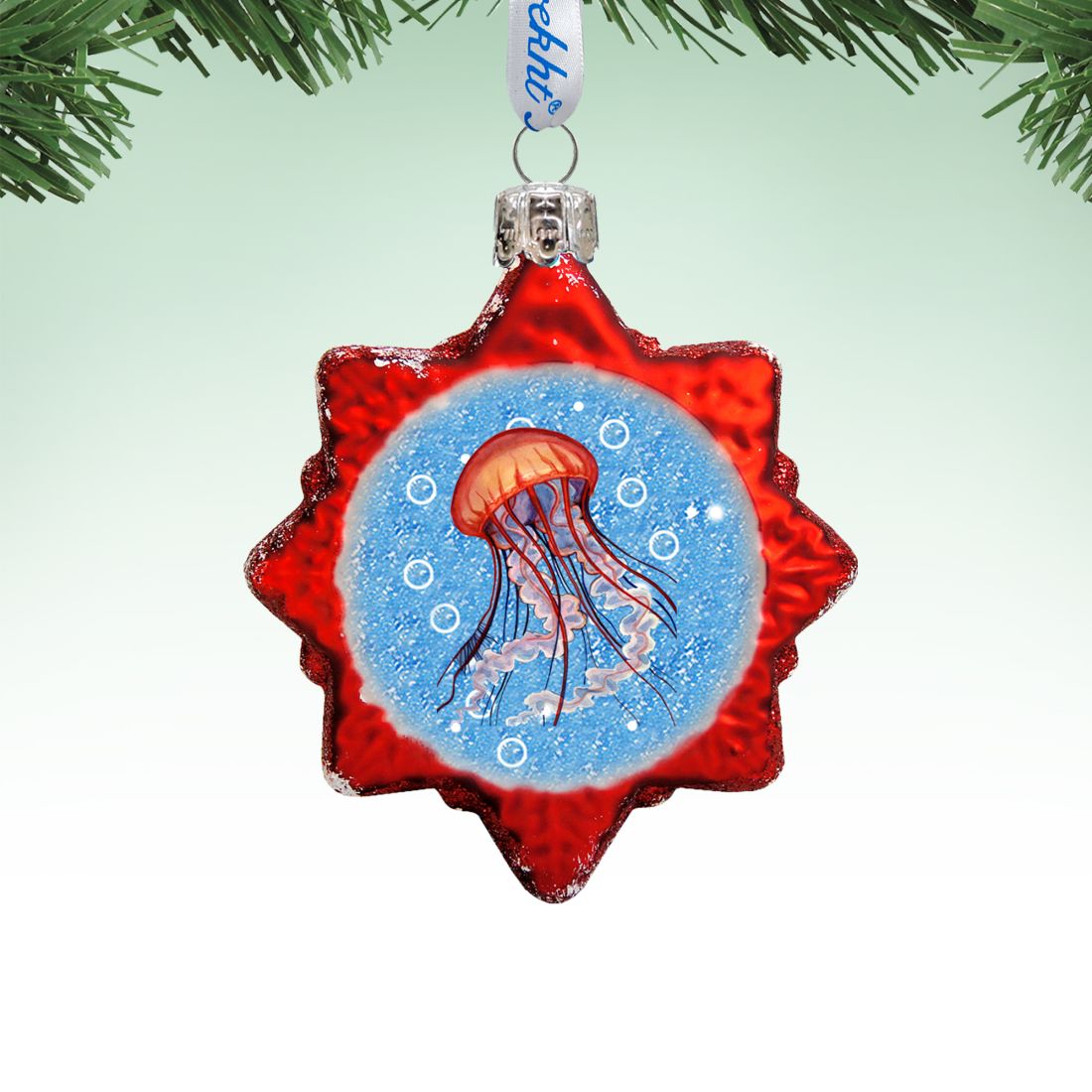 Jellyfish Mercury Glass Ornament by G. DeBrekht - Coastal Holiday Decor - 777378