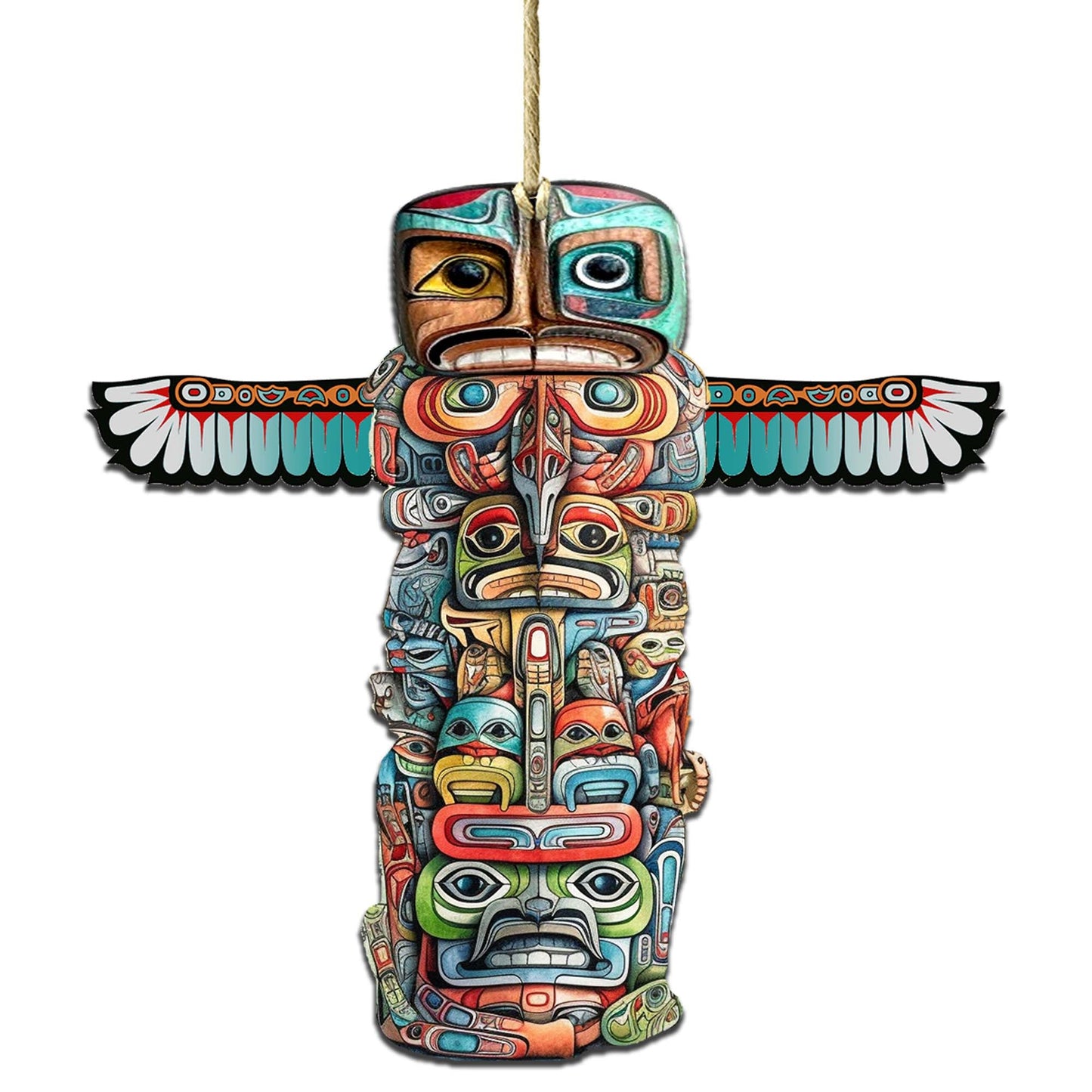Alaskan Totem Pole Wooden Ornaments by G.Debrekht - Wildlife Holiday Decor - 8710117-1