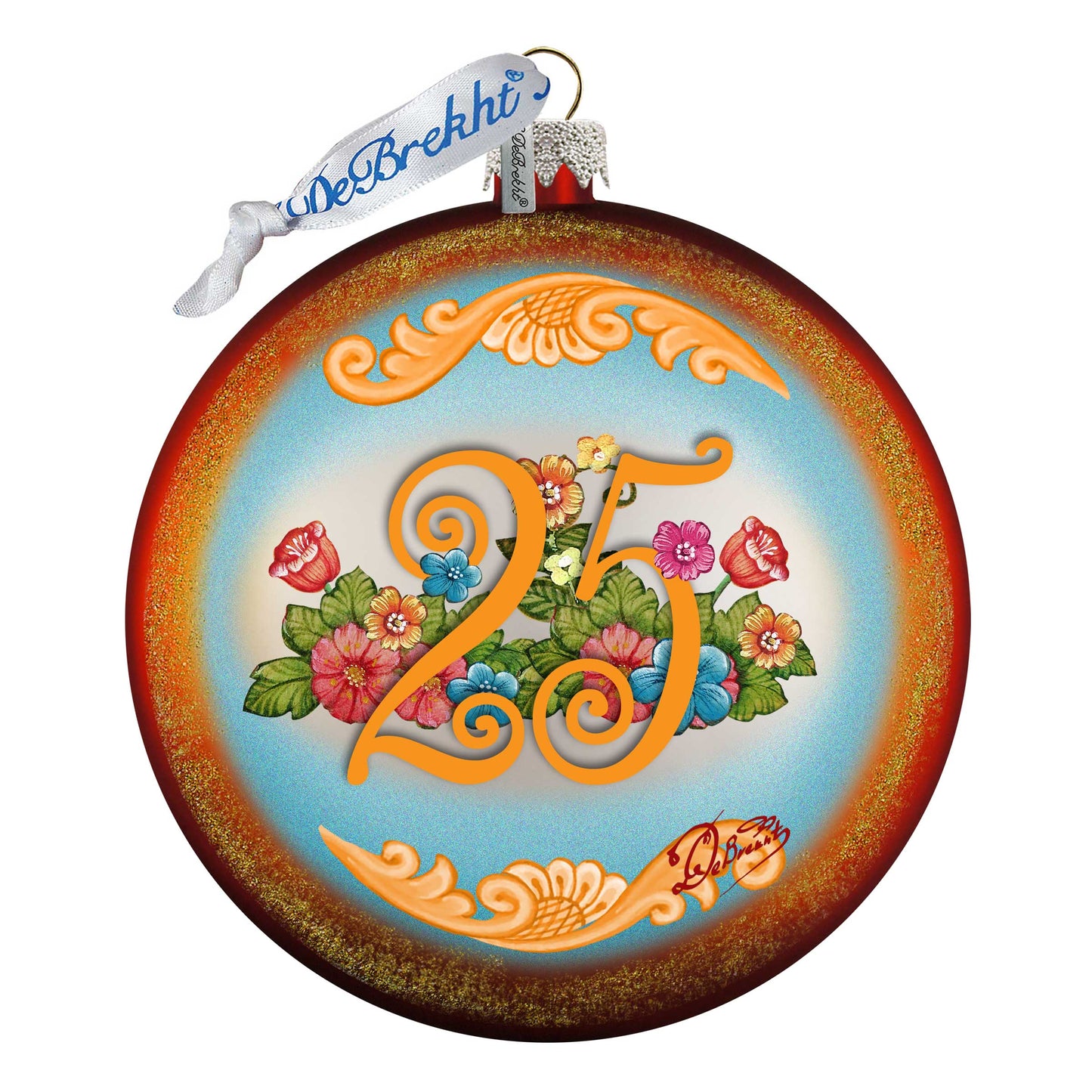 25th Anniversary Glass Ornament by G. Debrekht - Christmas Decor - 744-018