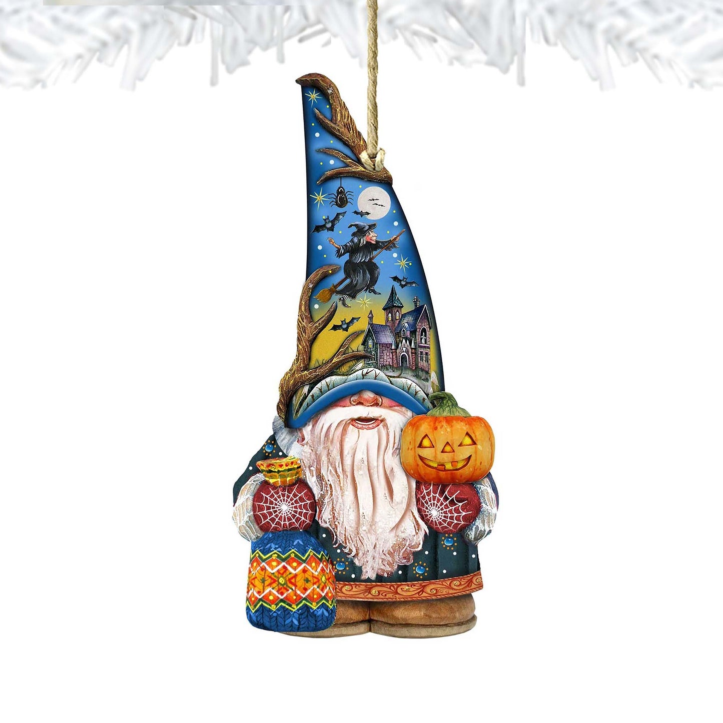 Fall Gnome Dwarf Wooden Ornaments by G. DeBrekht - Thanksgiving Halloween Decor - 8611016