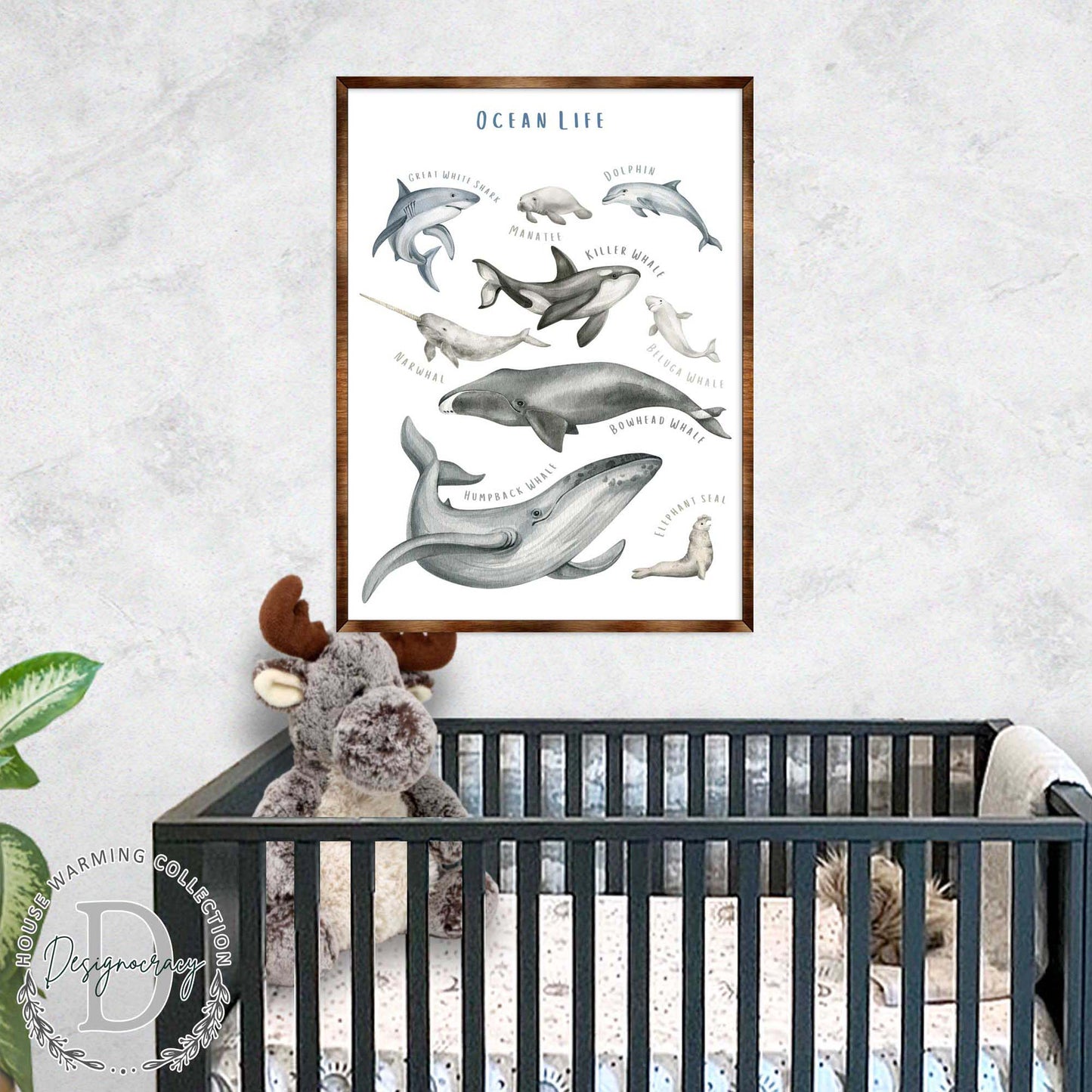 Ocean Animals Wooden Kids Room Décor - First day of school gift - Homeschool I Montessori wooden Educational Poster - Classroom Décor - Playroom Art - 310216