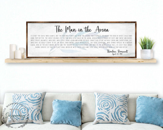 The Man in the Arena - Wooden Office Decor - Inspirational Sign - Famous Quotes - Wooden Home Decor sign - Housewarming Gift - 310311